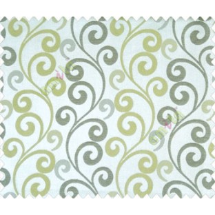 Large scroll continuous design green grey brown beige shiny base main curtain